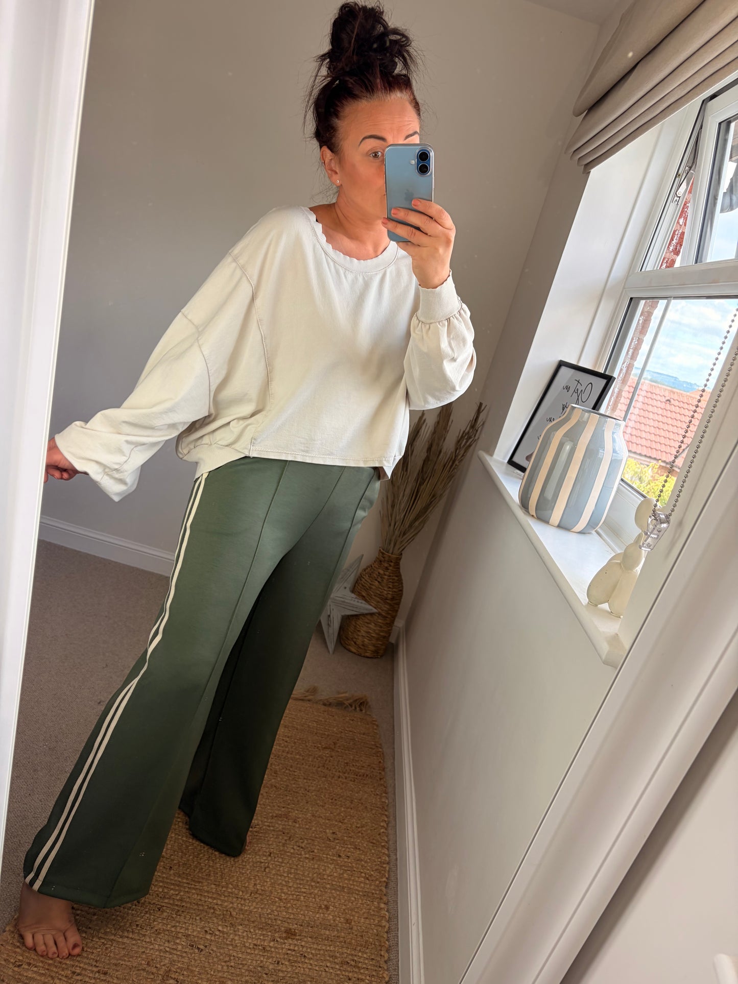 Stripe Seam Front Joggers - Khaki