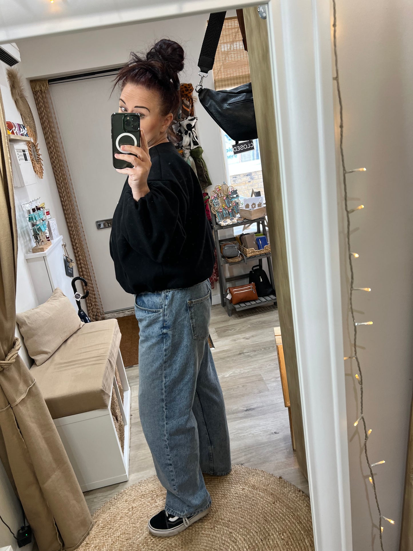 Collarless Bomber Jacket - Black