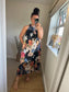 Halter Neck Satin Dress - Black