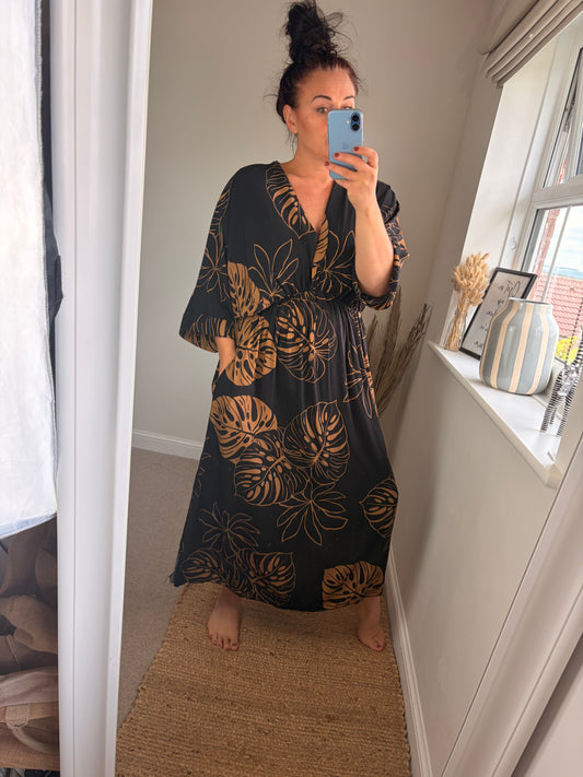 Leaf Maxi Dress - Black