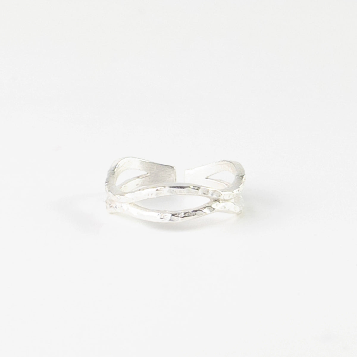 Silver Plated Adjustable Ring - Layered Wave