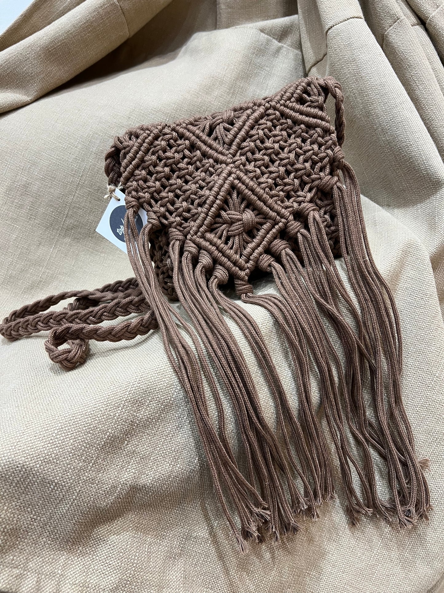 Crochet Crossbody Bag - Brown