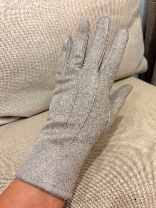 Faux Suede Gloves - Taupe