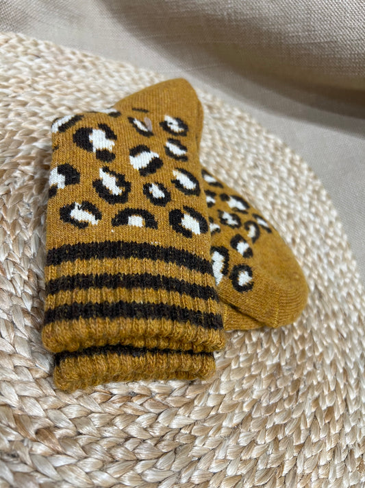 Cashmere Blend Cuffed Socks - Mustard