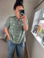 Cotton Shirt - Embroidered Khaki