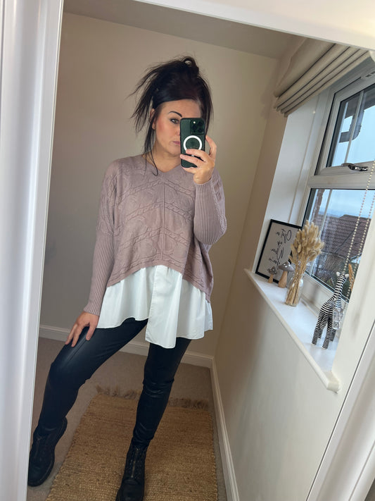 2 in 1 Jumper with Shirt - Blush