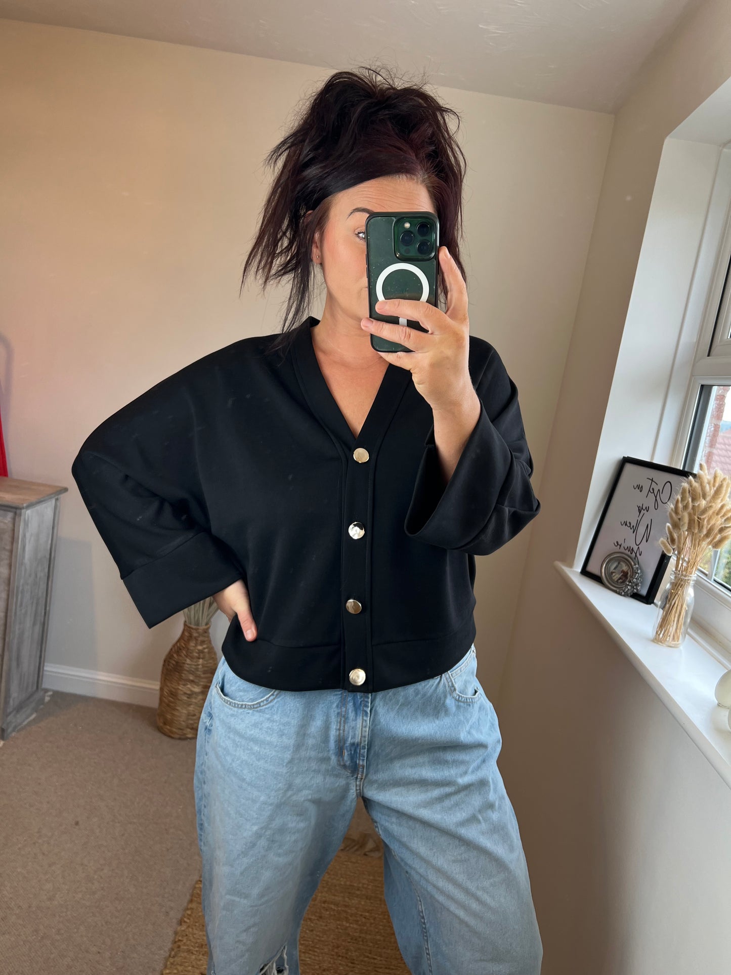 Soft Jersey Cardigan - Black