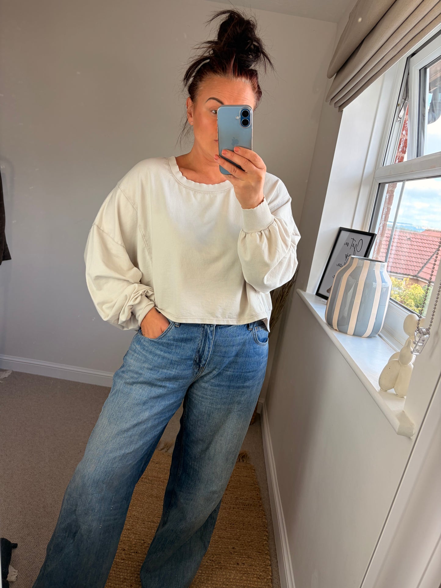 Acid Wash Sweatshirt - Cream