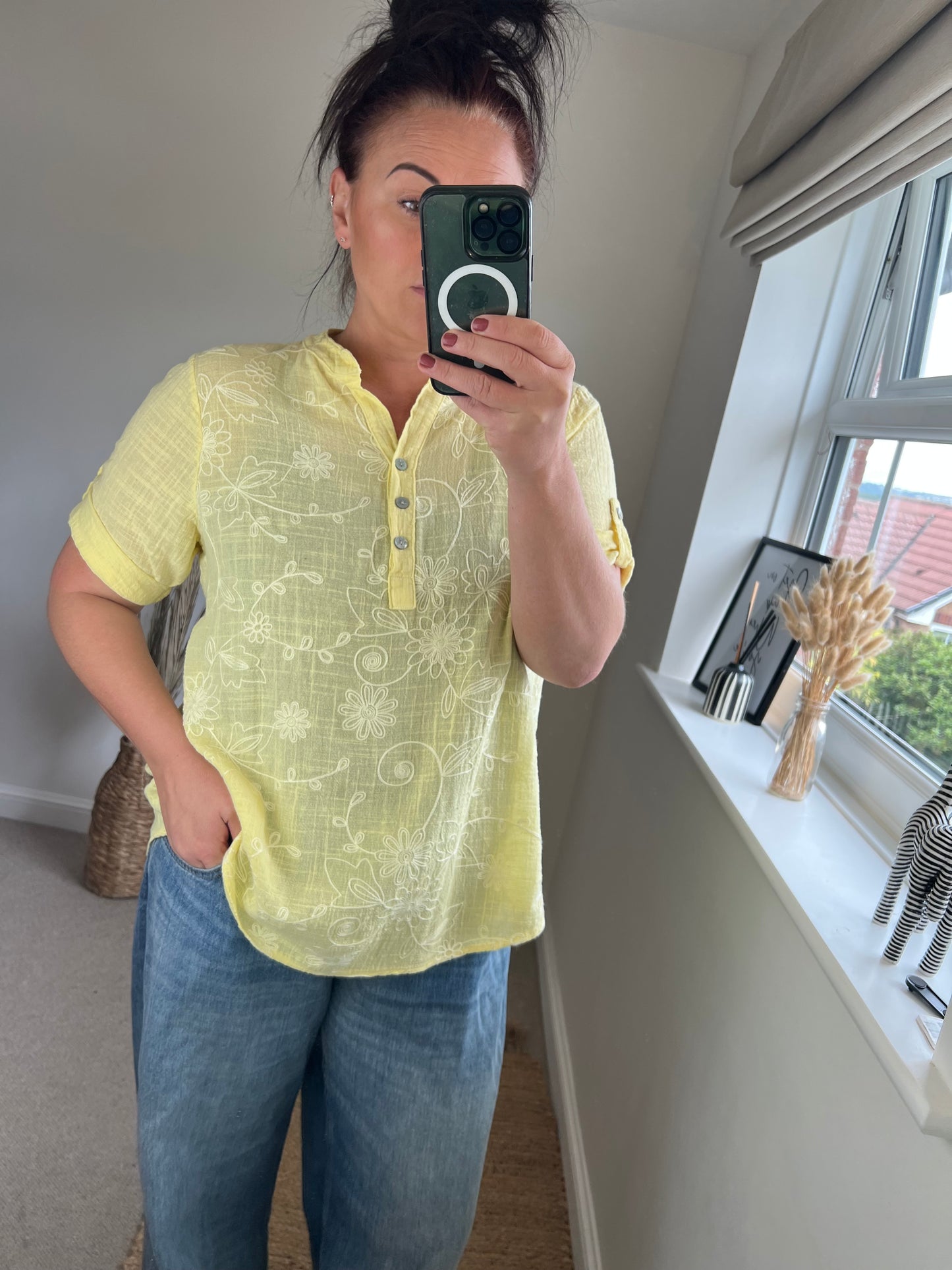 Cotton Shirt - Embroidered Lemon
