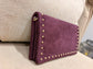 Small Faux Suede Crossbody Bag - Wine