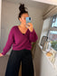 Chunky Knit Wrap Jumper - Magenta