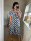 Shirred V Neck Dress - Cobalt