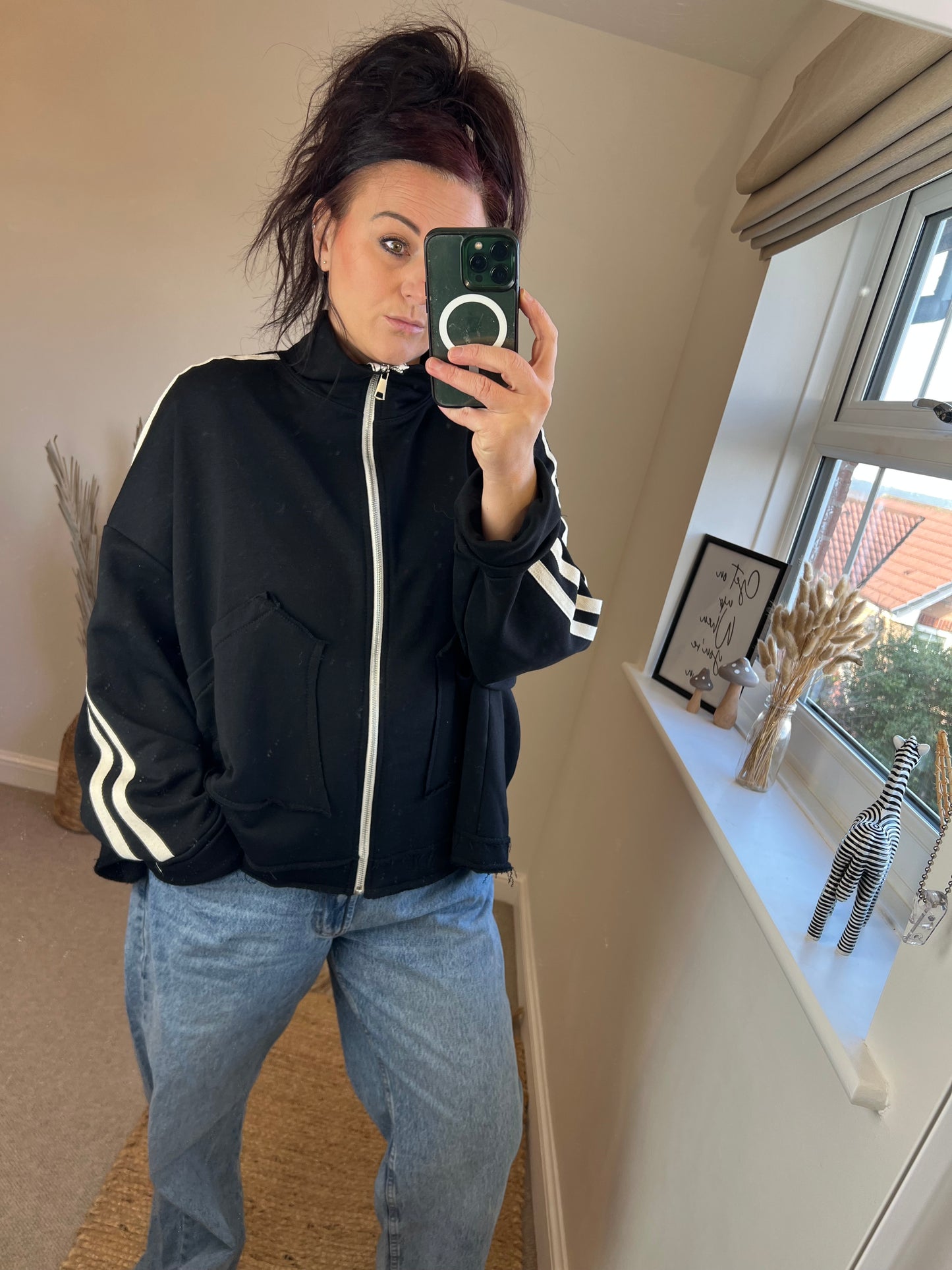 Oversized Zip Top/Jacket - Black