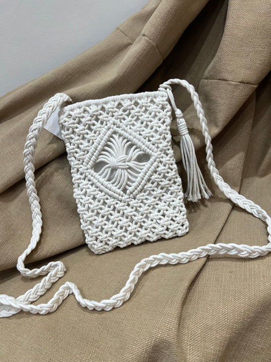 Crochet Peggy Crossbody Bag - White
