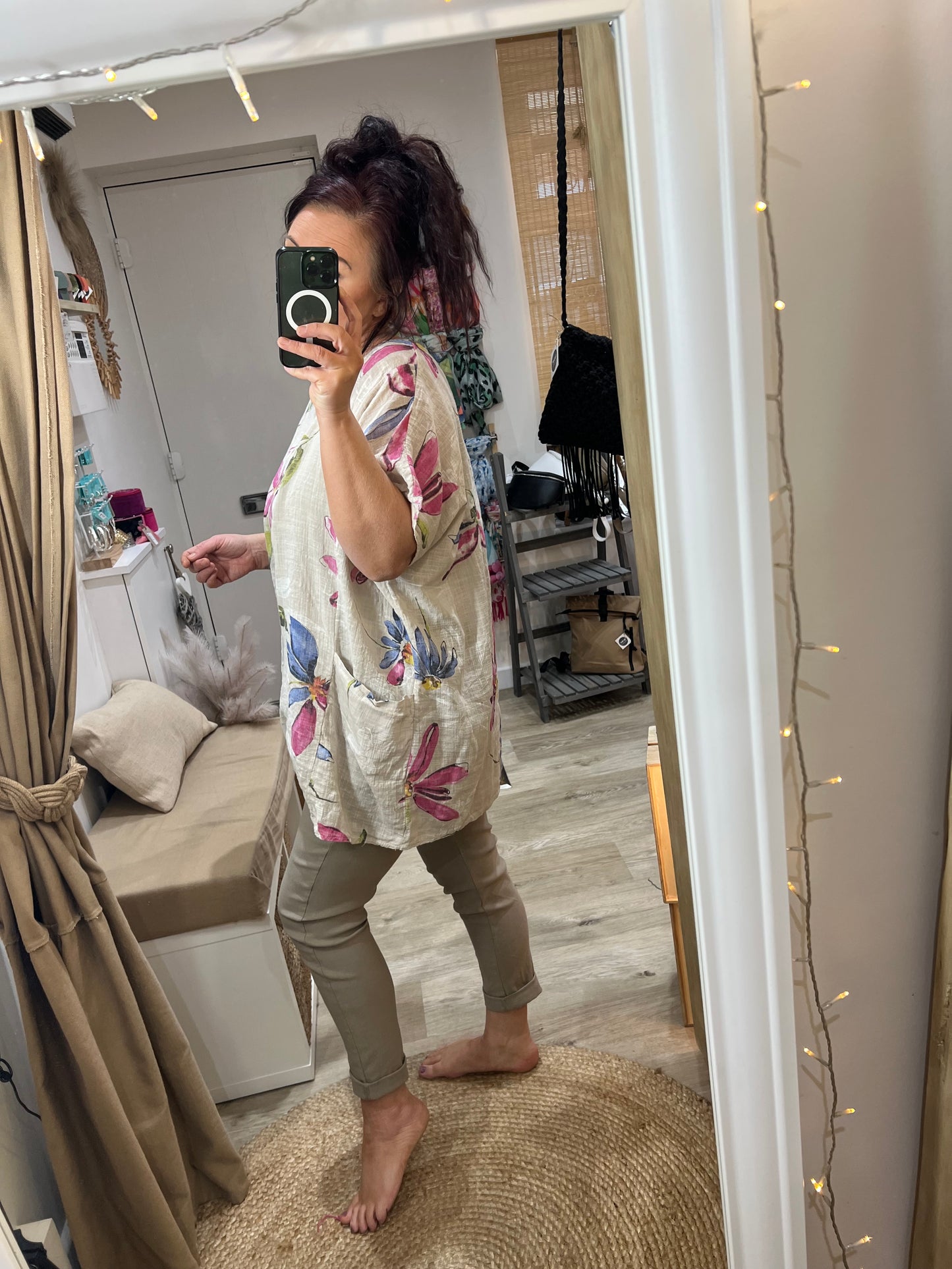 Floral Cotton Top - Beige