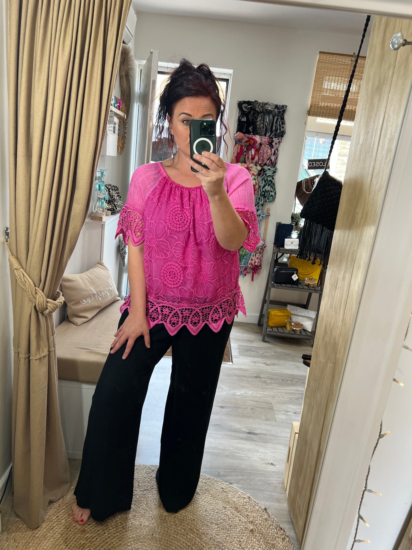 Lace Top - Cerise