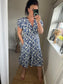 Shirred V Neck Dress - Cobalt