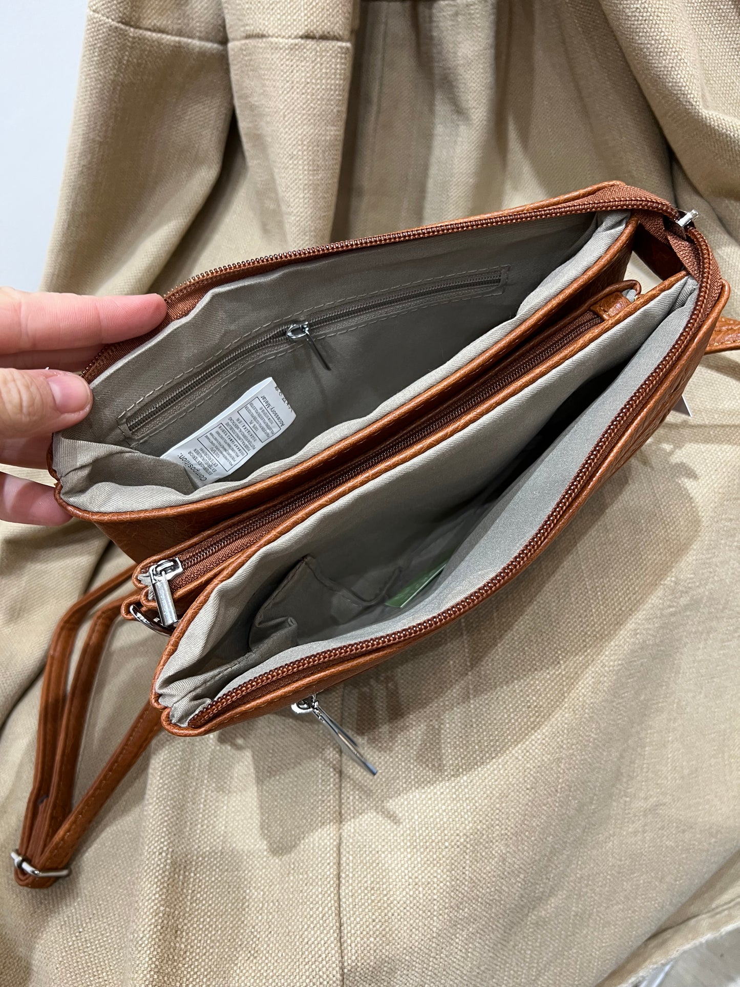 Multi Pocket Crossbody Bag - Tan