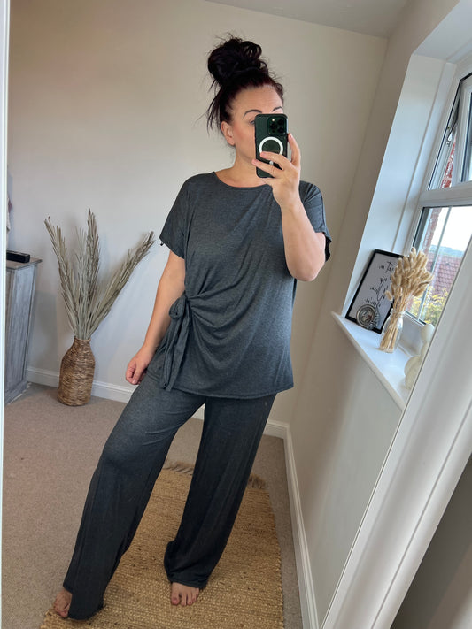 Tie Top & Trouser - Grey