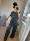 Tie Top & Trouser Set - Grey