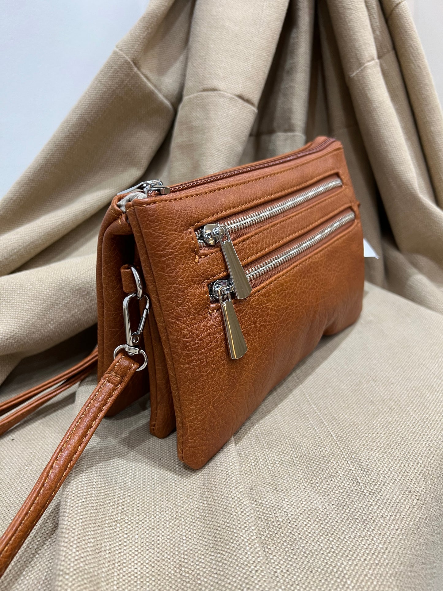 Multi Pocket Crossbody Bag - Tan