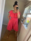Shirred Waist Playsuit - Coral