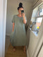 Cotton Stripe Cocoon Dress - Khaki