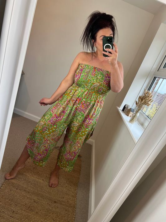 Bandeau Hanky Hem Jumpsuit - Green