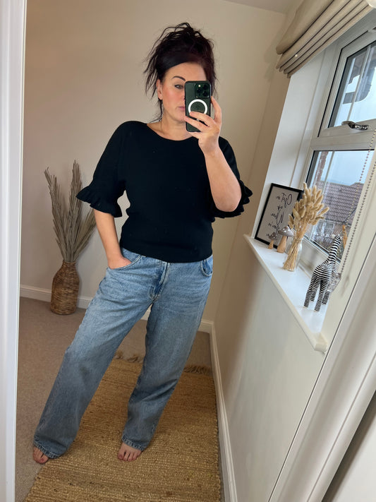 Flute Sleeve Jumper - Black