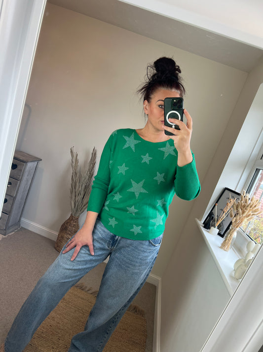 Studded Star Jumper - Green
