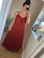 Plisse Strappy Maxi Dress - Rust