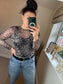 Mesh Long Sleeve Top - Leopard