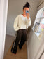 Stripe Seam Front Joggers - Chocolate