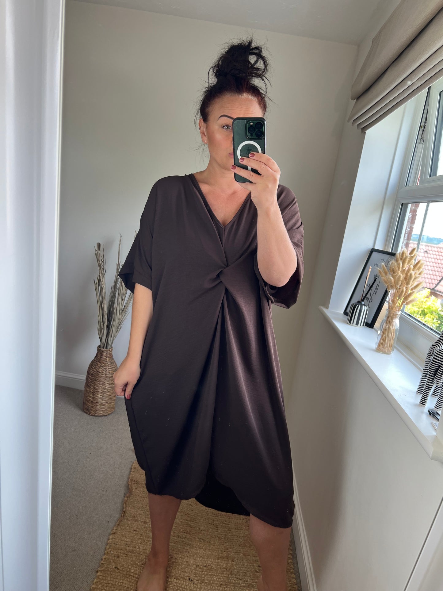 Twist Front Dress - Chocolate