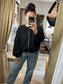 Collarless Bomber Jacket - Black