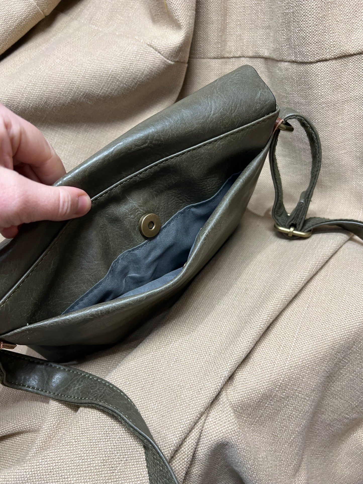 Double Compartment Crossbody Bag - Khaki