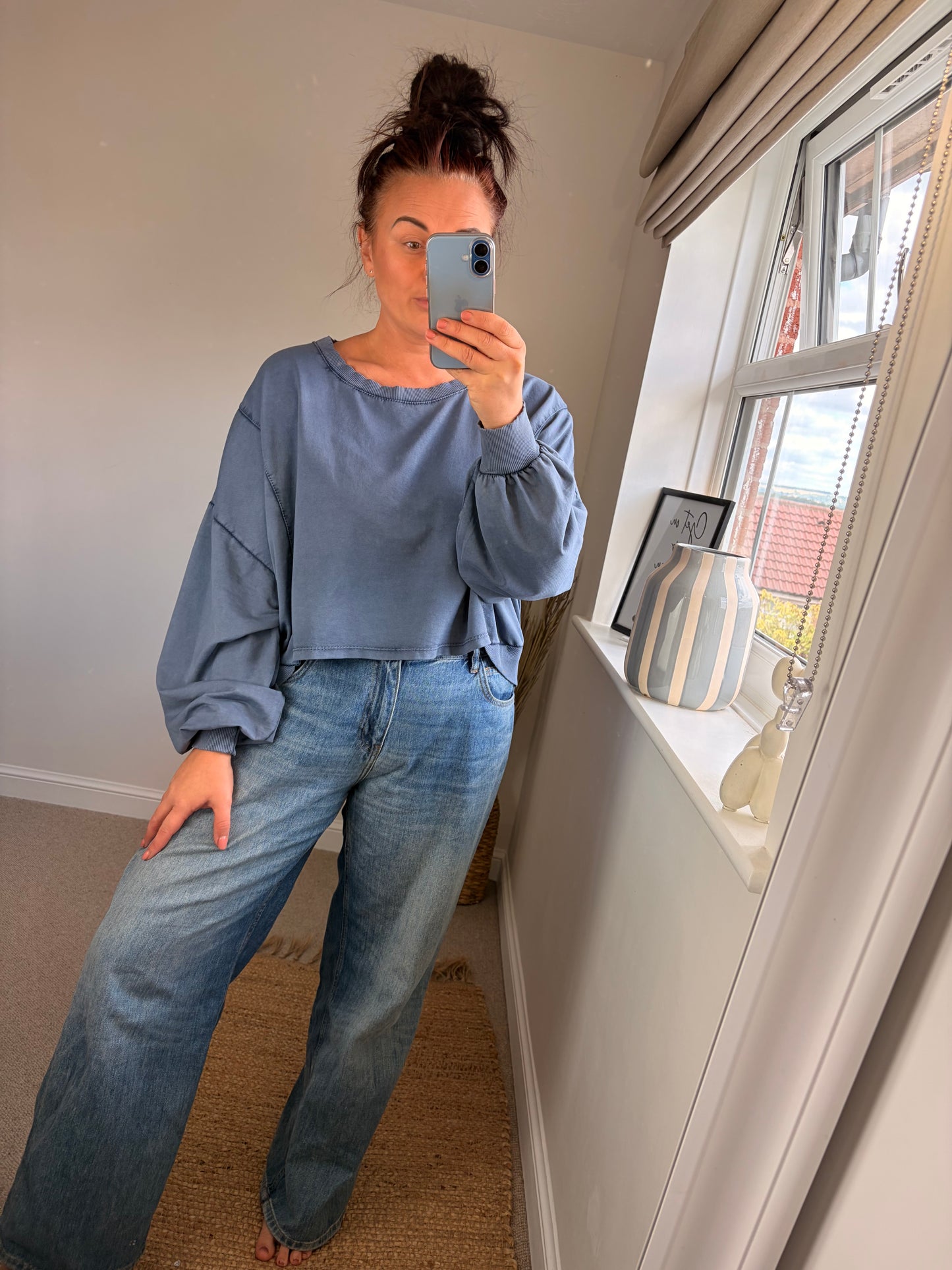 Acid Wash Sweatshirt - Denim Blue
