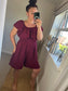 Shirred Waist Playsuit - Wine