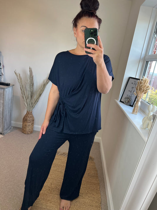 Tie Top & Trouser Set - Navy