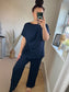 Tie Top & Trouser Set - Navy