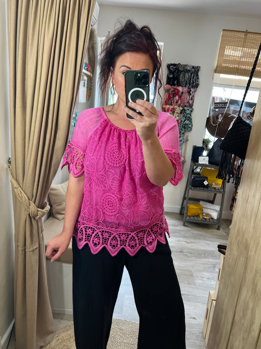 Lace Top - Cerise