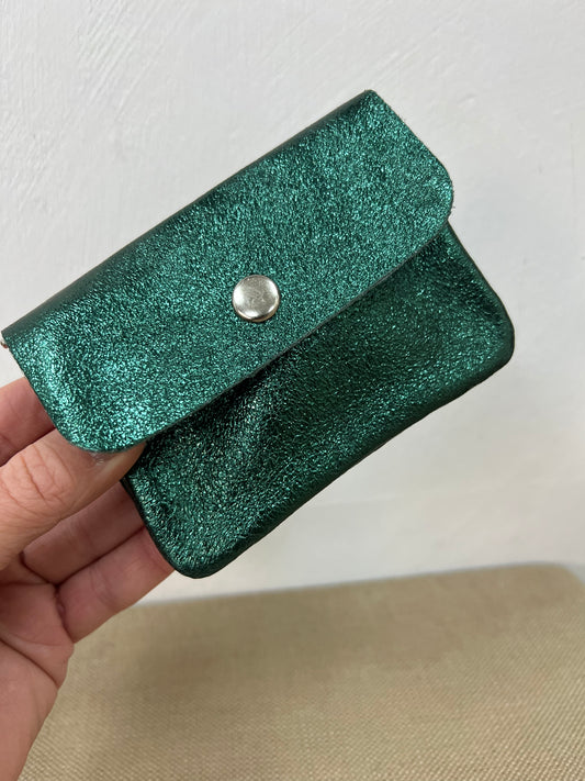 Leather Purse - Metallic Green