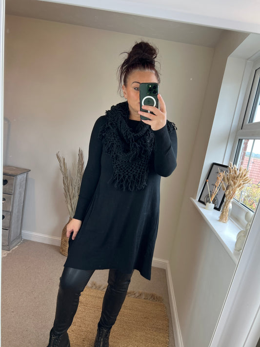 Scarf Jumper - Black