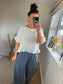 Linen Frill Top - White