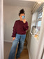 Ruched Sleeve Sweatshirt - Wine