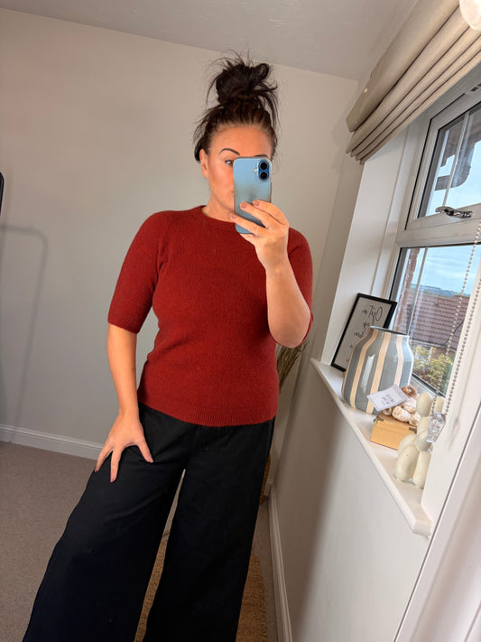 Crop Sleeve Jumper - Rust