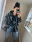 Hooded Embroidered Jacket - Black