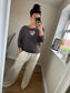 Fine Knit Sequin Heart Jumper - Chocolate
