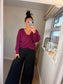 Chunky Knit Wrap Jumper - Magenta