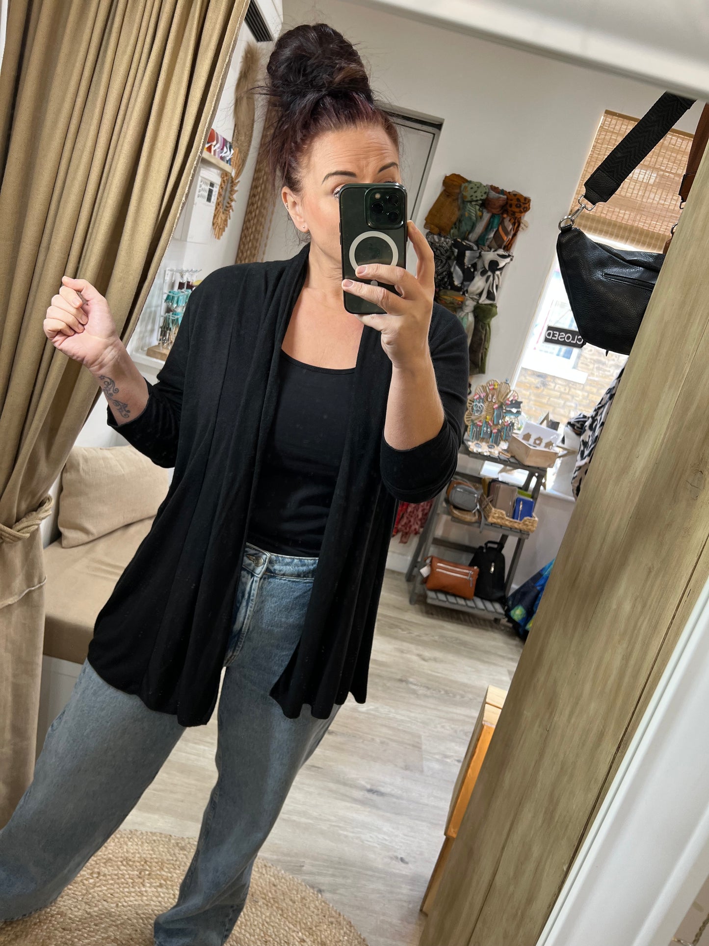 Short Open Cardigan - Black